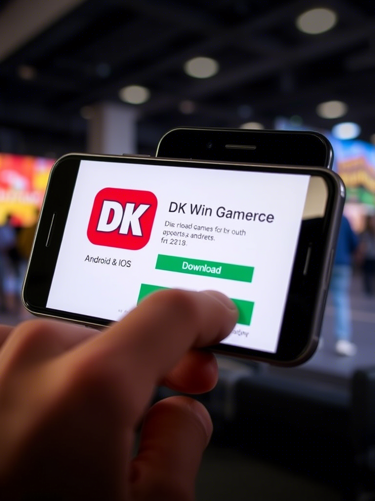 Step-by-step DK Win Game app download process on smartphone